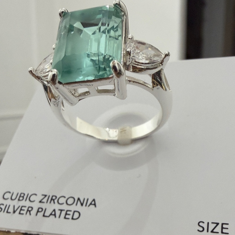 Charter Club
Silver-Tone Pavé &  Turquoise Square Crystal Ring - Picture 2 of 2